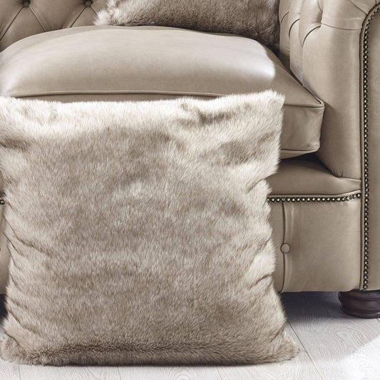 Siberian Wolf Faux Fur Cushion 45cm: Grey / Tipped