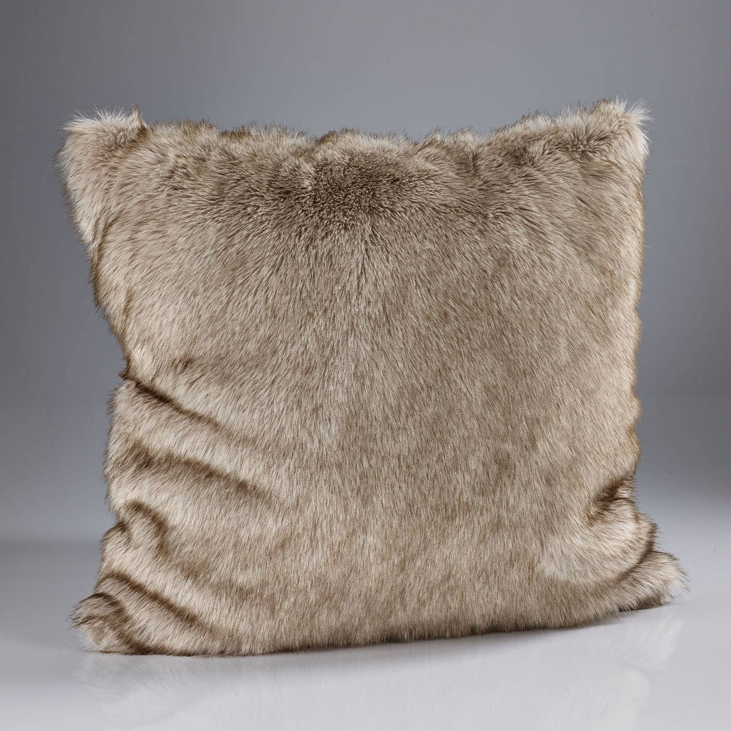 Siberian Wolf Faux Fur Cushion 45cm: Grey / Tipped