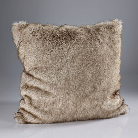 Siberian Wolf Faux Fur Cushion 45cm: Grey / Tipped