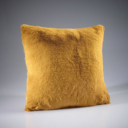Soft Mustard Faux Fur Cushion 45cm: Mustard / Plain